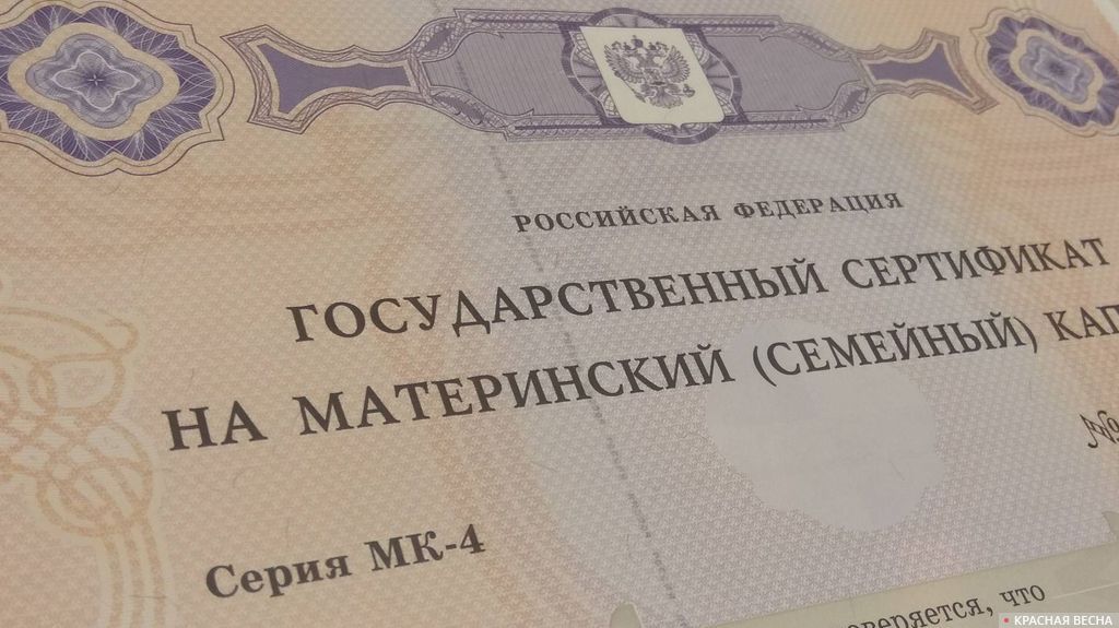 Сертификат на материнский капитал Дмитрий Новиков © ИА Красная Весна
